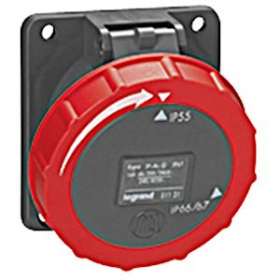Prise fixe Hypra IP66/67-55 16A - 380V~ à 415V~ - 3P+T - plastique|Legrand-LEG051130