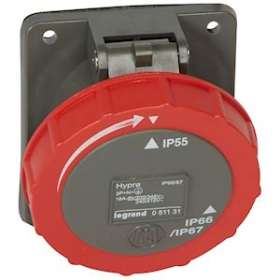 Prise fixe Hypra IP66/67-55 16A - 380V~ à 415V~ - 3P+N+T - plastique|Legrand-LEG051131