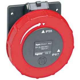 Prise à entraxes unifiés Hypra 3P+T+N IP66/67-55 - 380V~ à 415V~ - plastique|Legrand-LEG053051
