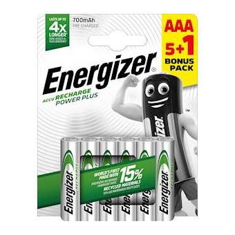 Piles Rechargeables Energizer Power Plus AAA/LR3 700 MAH pack de 5+1|Energizer france-RSN416954