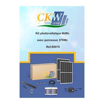 Kit Solaire 6KW triphase-8 mic-ond. 16 panneaux 375W-toit tuile ETN-Coffret AC|-KWC89070