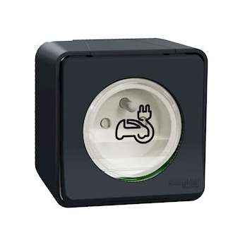 Mureva Styl - Prise courant 2P+T renforcee - saillie - IP55 - IK08 - EV - gris|Schneider Electric-SCHMUR36010