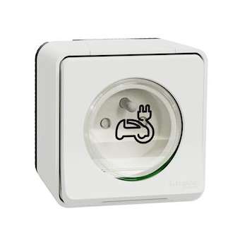 Mureva Styl - Prise courant 2P+T renforcee - saillie - IP55 - IK08 - EV - blanc|Schneider Electric-SCHMUR39010