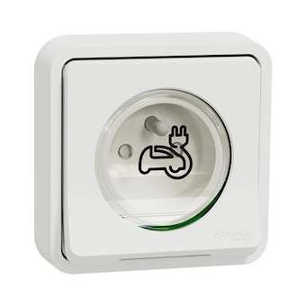 Mureva Styl - Prise courant 2P+T renforcee - encastre - IP55 - IK08 - EV - blanc|Schneider Electric-SCHMUR39011