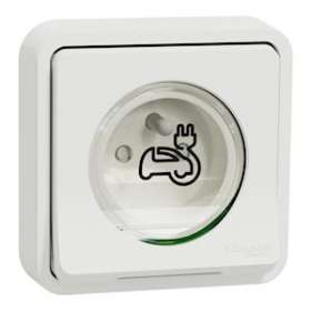 Mureva Styl - Prise courant 2P+T renforcee - encastre - IP55 - IK08 - EV - blanc|Schneider Electric-SCHMUR39011