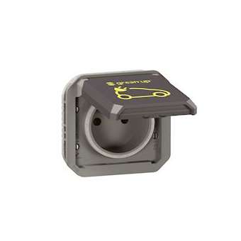 Prise pour recharge véhicule électrique Plexo composable anthracite|Legrand-LEG069885L