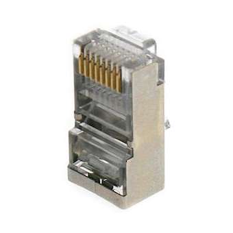 Lot de 10 connecteurs modular 8 points / 8 contacts blindés CAT5e/CAT6|Gigamedia-GGMMJ8PB8C