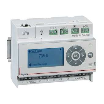 Ecocompteur IPpour mesure consommation 6 postes 110V~ à 230V~ - 6 modules DIN|Legrand-LEG412000