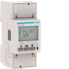 1 Phase kWhmeter direct 80A 2M S0 MID|Hager-HAGECP180D