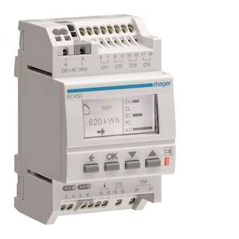 Afficheur modulaire des consommations multi-énergies RT2012|Hager-HAGEC450