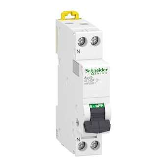 Acti9 iDT40T - disjoncteur modulaire - 1P+N - 1A - courbe C - 4500A/6kA|Schneider Electric-SCHA9P22601