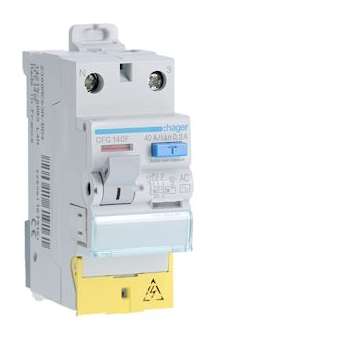 Interrupteur différentiel 1P+N 40A 300mA type AC à bornes décalées|Hager-HAGCFC140F