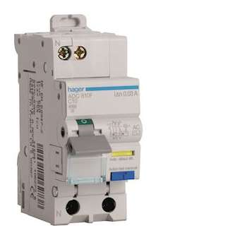 Disjoncteur différentiel 1P+N 4.5-6kA courbe C - 10A 30mA type AC|Hager-HAGADC810F