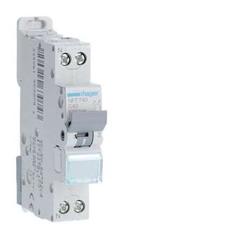 Disjoncteur 1P+N 6-10kA courbe C - 40A 1 module|Hager-HAGNFT740