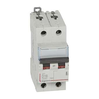 Disjoncteur DX³6000 10kA arrivée haut/départ bas vis 2P 16A courbe D - 2 modules|Legrand-LEG408015