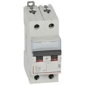 Disjoncteur DX³6000 10kA arrivée haut/départ bas vis 2P 16A courbe D - 2 modules|Legrand-LEG408015