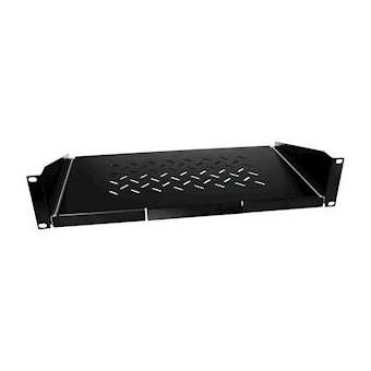 Etagère 19' à glissières 2 U - 2 points de fixation - prof 250 mm - Noir|Gigamedia-GGMEG250N