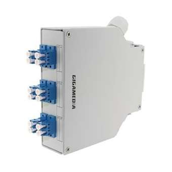 Boîtier optique RAIL DIN équipé 6 raccords LC duplex multimode|Gigamedia-GGMDINFO6LCMM