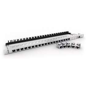Panneau 19' 0.5U avec 24 noyaux (NKJSC6ATL) CAT6A 4PPOE blindés, (ID 01/24)|Gigamedia-GGMNKJS24PC6A05