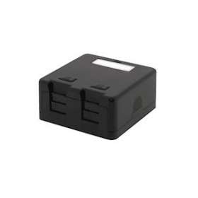 Boîtier 2 ports RJ45 keystone avec volets de protection, noir|Gigamedia-GGMBOX002KVN