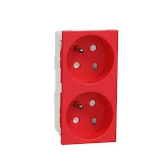 Unica - prise double 2P+T - FR - 45DEG - connex rap - détromp - Rouge - méca seu|Schneider Electric-SCHNU306103