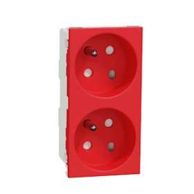 Unica - prise double 2P+T - FR - 45DEG - connex rap - détromp - Rouge - méca seu|Schneider Electric-SCHNU306103