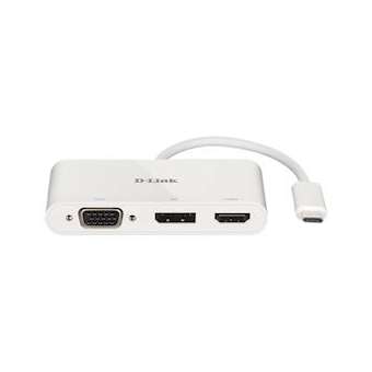 Adaptateur USB 3-en-1 USB-C vers HDMI/VGA/DisplayPort|Dlink-DLKDUBV310