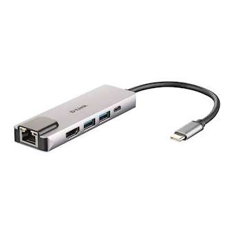 Station d'accueil Hub USB-C 5-en-1 vers HDMI/USB/USB-C/Ethernet + power delivery|Dlink-DLKDUBM520
