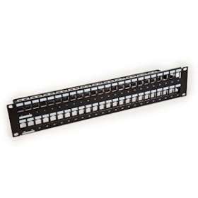 Panneau 48 ports 2U alu noir RJ45, non équipé de connecteurs|Corning Pouyet-POUVOLPPCBF48K