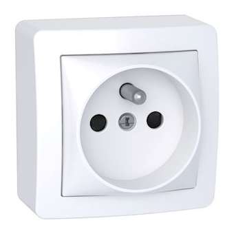 Alréa, prise de courant 2P + T connexion rapide, cadre saillie, blanc polaire|Schneider Electric-SCHALB62273P