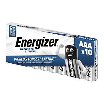Pile Ultimate Lithium AAA x 10 pour une haute puissance longue duree|Energizer france-RSN343533