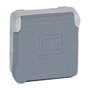 Prise de courant étanche 2P+T à détrompage Plexo composable IP55 16A 250V - gris|Legrand-LEG069553