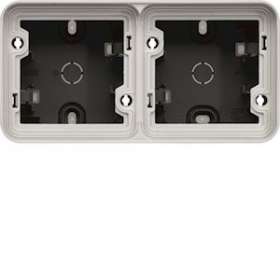 cubyko Boîte double horizontale vide avec 2 entrées associable gris IP55|Hager-HAGWNA682