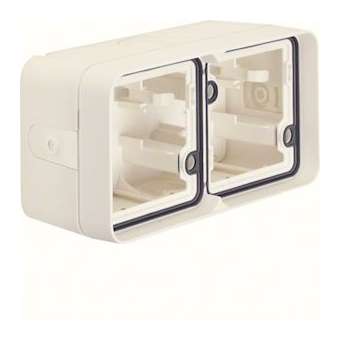 cubyko Boîte double horizontale vide avec 4 entrées associable blanc IP55|Hager-HAGWNA685B