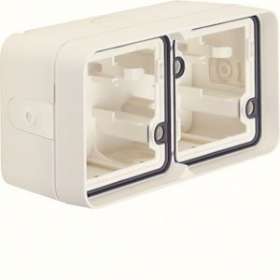 cubyko Boîte double horizontale vide avec 4 entrées associable blanc IP55|Hager-HAGWNA685B
