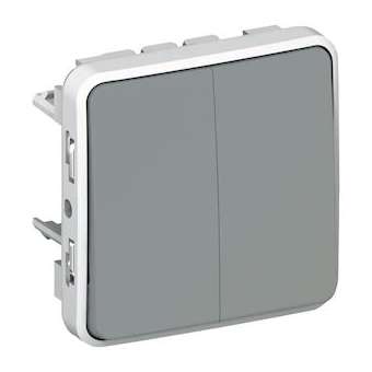 Double interrupteur ou va-et-vient étanche Plexo composable IP55 10AX 250V gris|Legrand-LEG069525