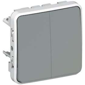 Double interrupteur ou va-et-vient étanche Plexo composable IP55 10AX 250V gris|Legrand-LEG069525