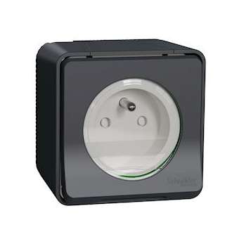 Mureva Styl - Prise de courant 2P+T à vis - saillie - IP55 - IK08 - gris|Schneider Electric-SCHMUR36030