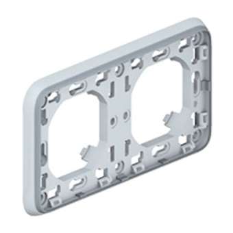 Support plaque étanche 2 postes horizontaux Plexo composable IP55 - gris|Legrand-LEG069683
