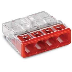 Borne WAGO 2273 - 4 x 0,5 à 2,5mm² Transp. / Rouge|Wago contact-WAG2273-204