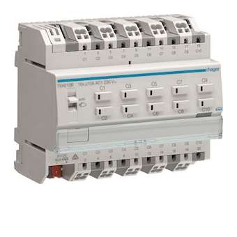 Module de sortie 10x 10A /230V~, KNX|Hager-HAGTXA610B