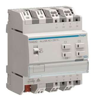 Module 4 sorties 16A/230V~ adapte pour charges capacitives / New Easy|Hager-HAGTXA604D