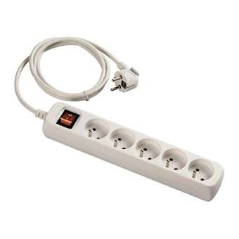 Bloc multiprise avec interrupteur 5 x 2P + T, câble H05VV-F 3G1.5 mm² 1.5 m|Bizline-BIZ390540