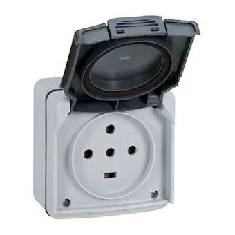 Prise étanche 3P+T+N 20A Plexo complet IP55 saillie - gris|Legrand-LEG091657