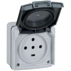 Prise étanche 3P+T+N 20A Plexo complet IP55 saillie - gris|Legrand-LEG091657