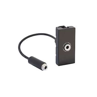 Prise jack 3.5 femelle Mosaic preconnectorisée 1 module - noir mat|Legrand-LEG079579L