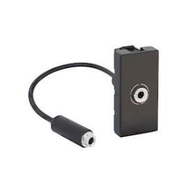 Prise jack 3.5 femelle Mosaic preconnectorisée 1 module - noir mat|Legrand-LEG079579L