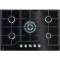 série 600 GasOnGlass line table 740mm dessus verre 5 foyers gaz noir 3 grilles