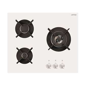 Table verre gaz 60 cm - 3 foyers dont 1 triple couronne - 6,15 kW - Manettes|Airlux-ALXAV635HWH