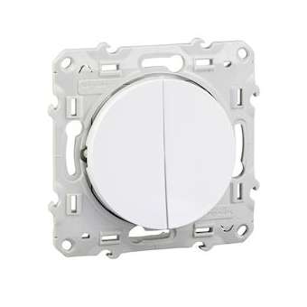 Odace, double va-et-vient Blanc, connexion rapide, à vis|Schneider Electric-SCHS520214
